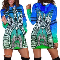 Hoodie Dress Turtle Background With Dhari Mask