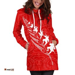 Rugby Haka Fern Hoodie Dress Red