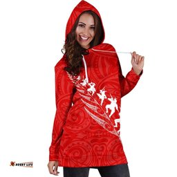 Rugby Haka Fern Hoodie Dress Red
