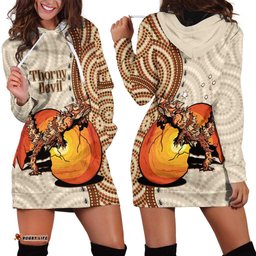Thorny Devil Australia Hoodie Dress Baby Moloch Horridus With Ants Aboriginal Art
