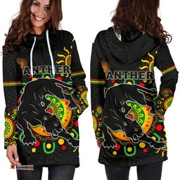 Penrith Women Hoodie Dress Indigenous Panthers Black