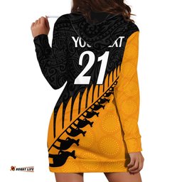 Custom Australia Wallabies and Aotearoa Rugby Hoodie Dress Kangaroo Black Fern Maori Gold Vibe