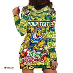 Custom Eels Rugby Merry Christmas Hoodie Dress Indigenous Australian Art