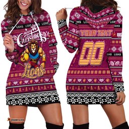 Personalized Lions Football Xmas Hoodie Dress Australia AFL Mascot