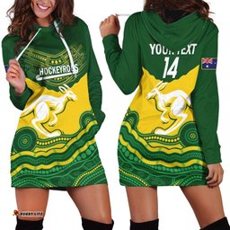 Custom Australia Hockeyroos Hoodie Dress Aussie Kangaroo Indigenous Art