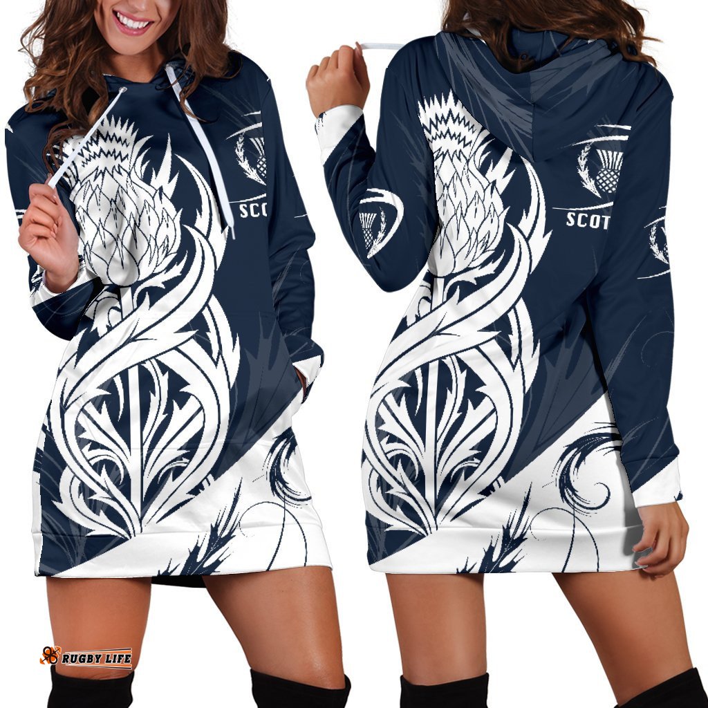 Scottish Rugby Women's Hoodie Dress Thistle Vibes Navy