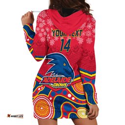Custom Adelaide Crows Football Christmas Hoodie Dress Merry Xmas Mix Aboriginal Art