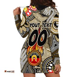 Personalised NAIDOC Week 2024 Collingwood Magpies Hoodie Dress Australian Aboriginal Hand Painting