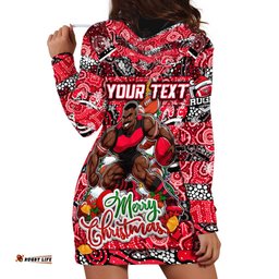 Custom Bombers Football Merry Christmas Hoodie Dress Indigenous Australian Art
