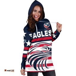USA Rugby Women's Hoodie Dress Eagles Simple Style Navy