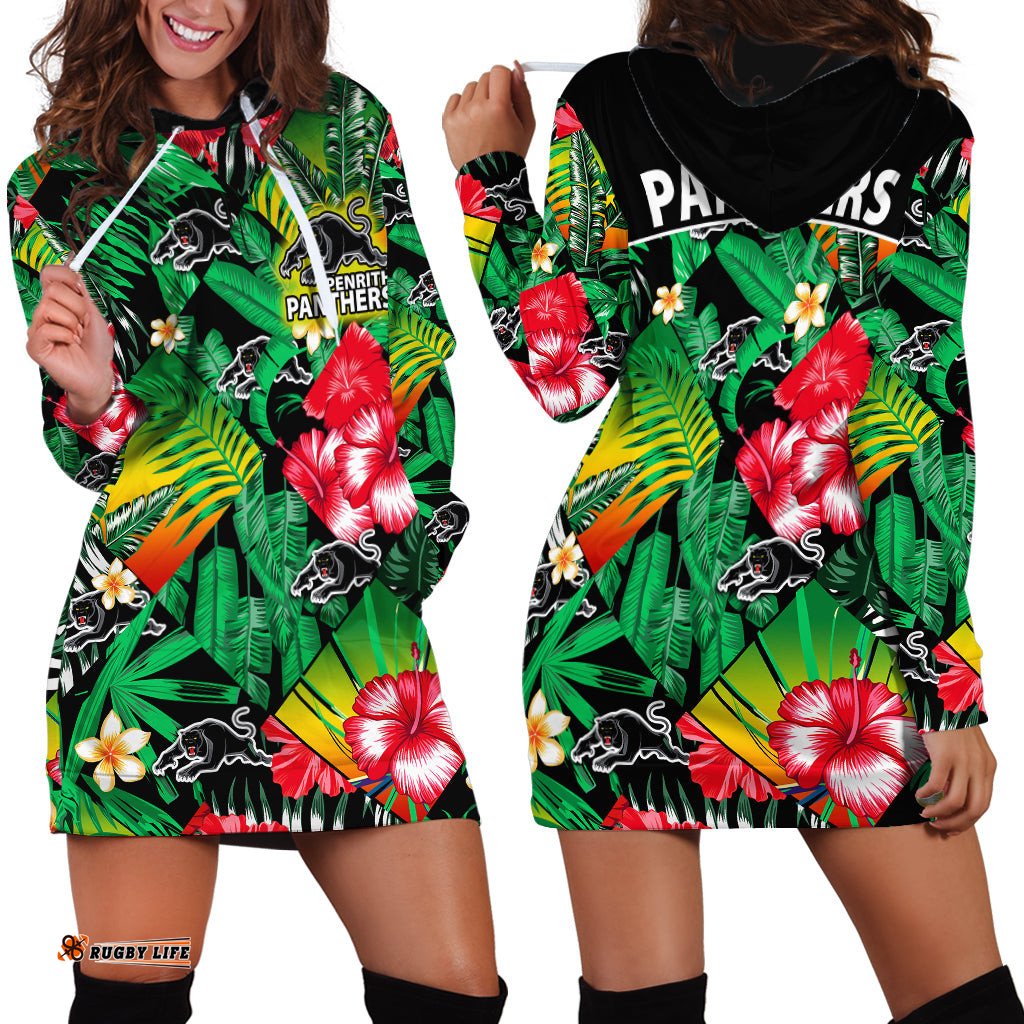 Panthers Rugby Hoodie Dress Fashion Tropical Jungle Flowers
