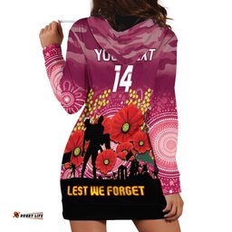 Custom Lions Football ANZAC Hoodie Dress Gallipoli Camouflage With Poppies