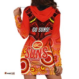 Gold Coast Football Hoodie Dress Suns Aboriginal Mix Polynesian Pattern