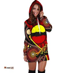 Hoodie Dress Australia Aboriginal Dots With Didgeridoo