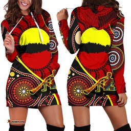 Hoodie Dress Australia Aboriginal Dots With Didgeridoo