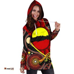 Hoodie Dress Australia Aboriginal Dots With Didgeridoo