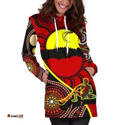 Hoodie Dress Australia Aboriginal Dots With Didgeridoo