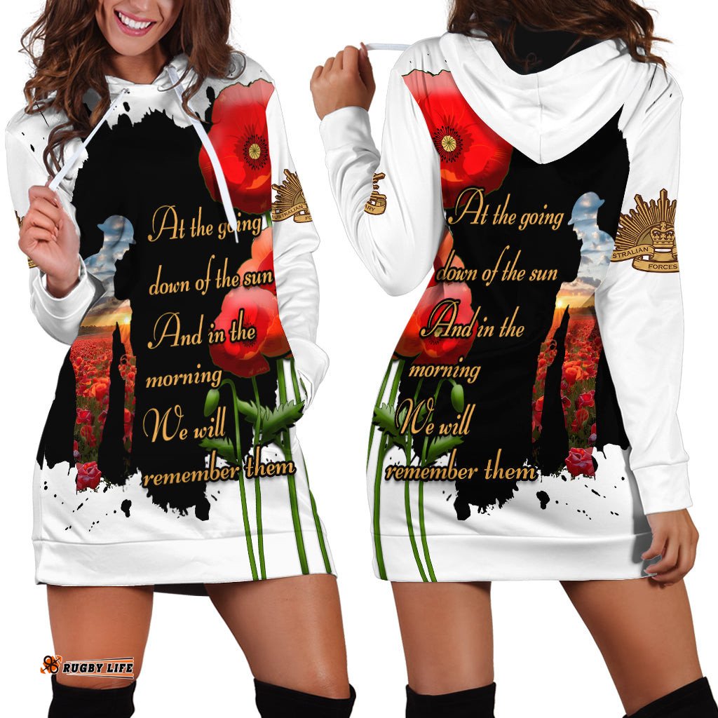 Australian ANZAC Hoodie Dress Poppy We Will Remember Them 08