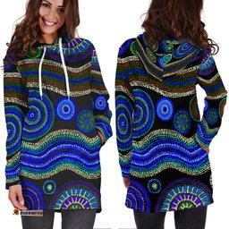 Hoodie Dress Aboriginal Dot Unique Style Blue
