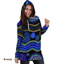 Hoodie Dress Aboriginal Dot Unique Style Blue