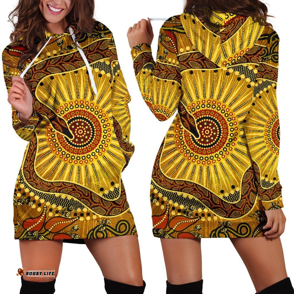 Hoodie Dress Australian Aboriginal Snake Rainbow Serpent