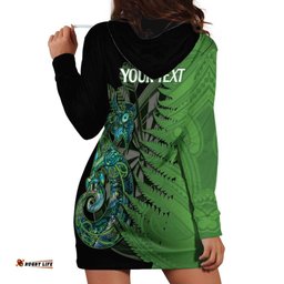 Personalised New Zealand Darts Hoodie Dress Aotearoa Maori Fern Mix Manaia Tattoo