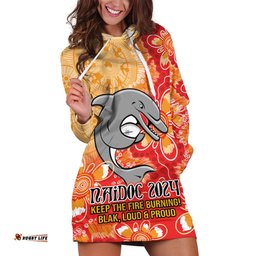 Personalised Dolphins NAIDOC Week 2024 Hoodie Dress Aboriginal Fire Burning Sparks