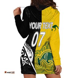 Personalised Matildas Mix Football Ferns Hoodie Dress World Cup Aboriginal Tribal Style