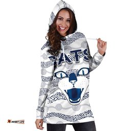 Geelong Women Hoodie Dress Cats Indigenous White