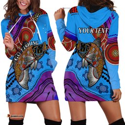 Custom Personalised Australia Hoodie Dress Go Fishing Aboriginal Art