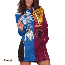 Custom Broncos-Bulldogs Hoodie Dress NRL Tribal Half Style