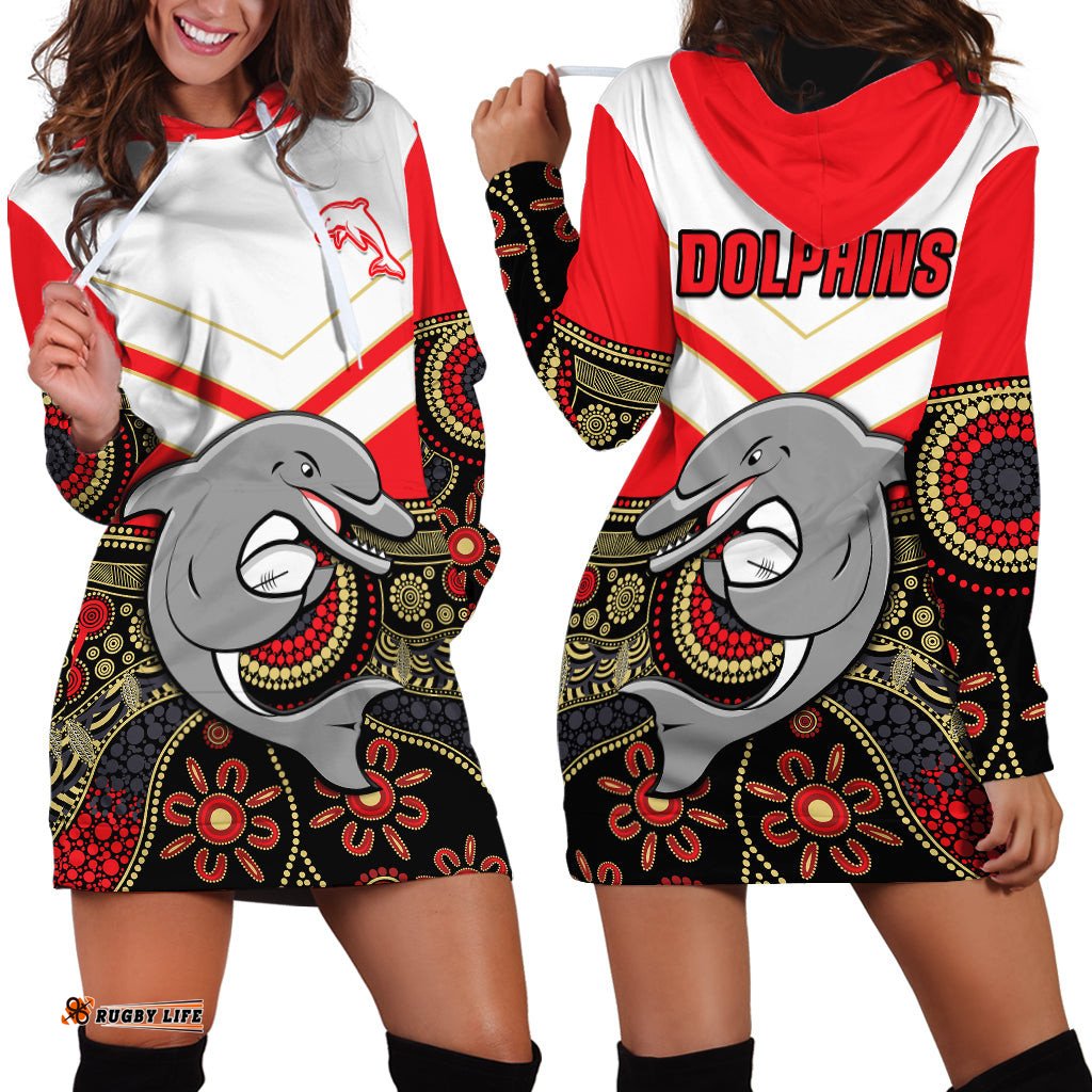 Dolphins Rugby Hoodie Dress Indigenous Dynamic Version 04