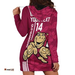 Custom QLD Maroons Rugby Hoodie Dress Cane Toads Polynesian Pattern Tropical Vibes
