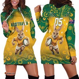 Custom Australia Rugby 2024 Hoodie Dress Go Wallabies Aboriginal Pattern