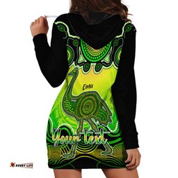 Personalised Australia Aquarius Emu Zodiac Hoodie Dress Auz Astrology Aboriginal Green