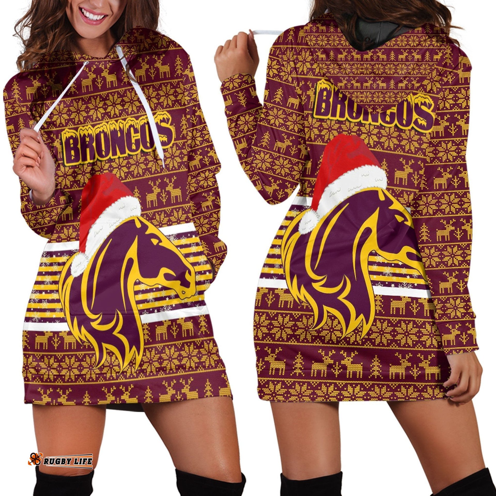 Vibe Hoodie Clothing Brisbane Broncos Christmas Hoodie Dress