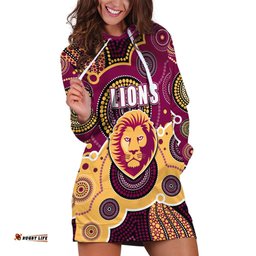 Custom Personalised And Number Lions AFL Hoodie Dress Aboriginal Patterns 04