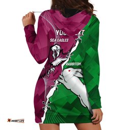 Personalised Rabbitohs And Eagles Rugby Hoodie Dress NRL 2024 Dynamic Together