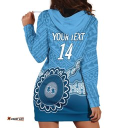 Custom NSW Blues Rugby Hoodie Dress Aussie Aboriginal Mix Polynesian Pattern