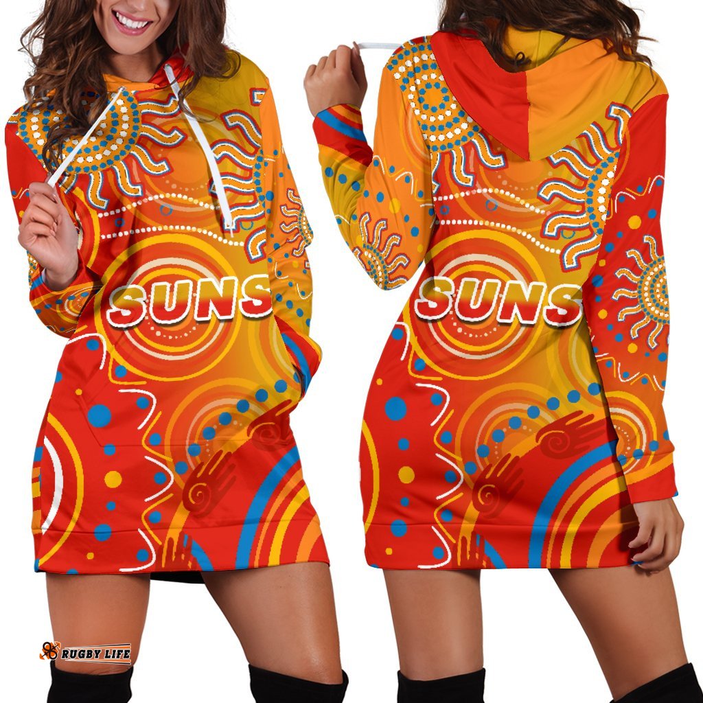 Suns Women Hoodie Dress Sun Indigenous Gold Coast
