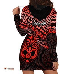 Matariki New Zealand Hoodie Dress Maori New Year Tiki Red Version