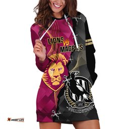 Personalised Collingwood And Lions Football Hoodie Dress Grand Final Magpies Brisbane Together