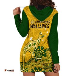 Australia Rugby Hoodie Dress Wallabies Kangaroo Indigenous Art