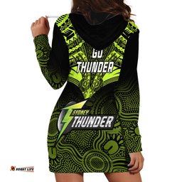 Sydney Thunder Cricket Hoodie Dress Unique Indigenous Art Mix Polynesian Pattern