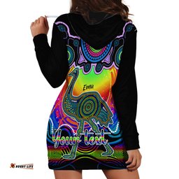 Personalised Australia Aquarius Emu Zodiac Hoodie Dress Auz Astrology Aboriginal Rainbow