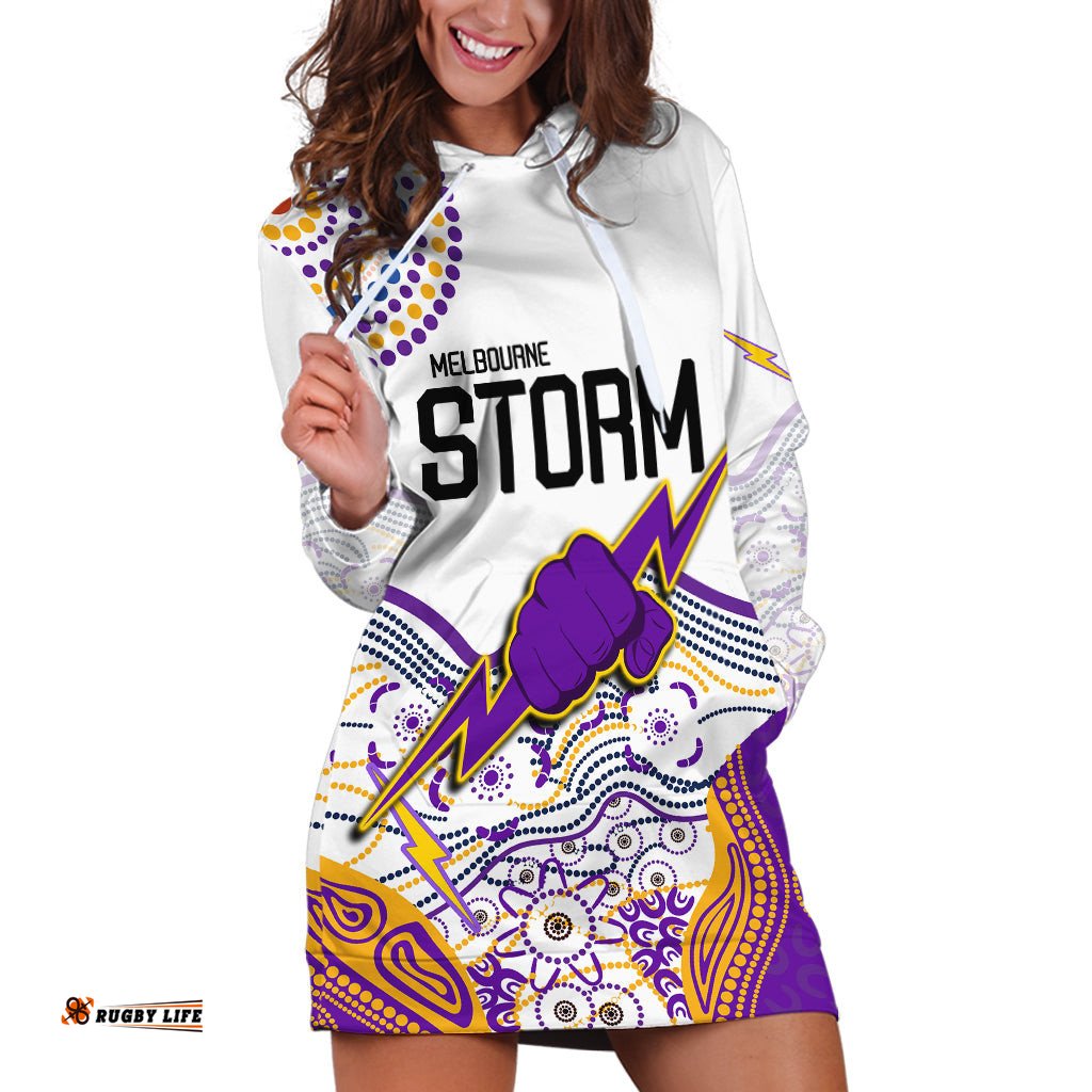 Personalised Melbourne Storm Hoodie Dress Special NRL Rugby Indeginous Aboriginal