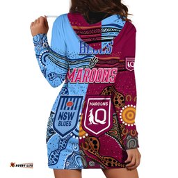 Blues and Maroons Rugby Hoodie Dress State of Origin NSW Combine Queensland Aboriginal