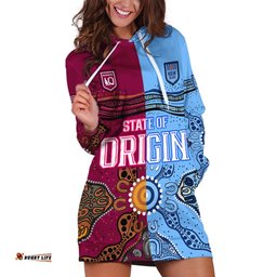 Blues and Maroons Rugby Hoodie Dress State of Origin NSW Combine Queensland Aboriginal