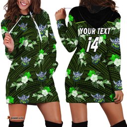 Custom Text And Number Raiders Rugby Hoodie Dress Polynesian Tribal Mix Tropical Hawaiian Style