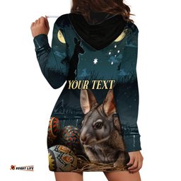 Australia Easter 2024 Hoodie Dress Bunny With Aboriginal Eggs At Starry Night